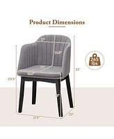 Gymax 4PCS Modern Dining Chairs Upholstered Velvet Accent Chairs w/ Curved Backrests
