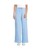 Lands' End Petite Serious Sweats High Rise Wide Leg Cargo Pants