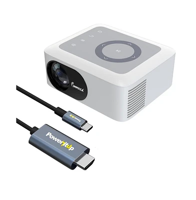 Impecca 120" Portable Home Theater Projector, 80 Ansi Lumens, 720P, Includes Usb-c to Hdmi Kit