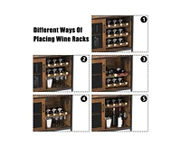 gaomon Wine Bar Cabinet with Detachable Wine Rack, Bar Rack Cabinet with Glass Holder and 1 Drawer, Mesh Door