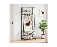 gaomon Coat Rack Shoe Bench with 5 Hooks, Hall Trees Entryway Bench with Storage, Multifunctional Hallway Organizer