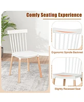 Gymax Set of 4 Windsor Dining Chairs w/ Spindle Backs & Curved Seats