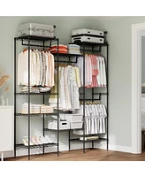 gaomon CuisinSmart Clothing Racks for Hanging Clothes, Metal Clothes Hanging Rack with 8 Adjustable Shelves & 4 Hanging Rods, Freestanding Wardrobe Cl