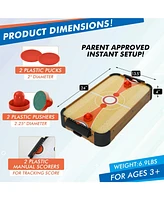 Sugift 24" Mini Tabletop Air Hockey Game for Kids, Compact Air Hockey Table w/Electric Fan, Pushers & Pucks