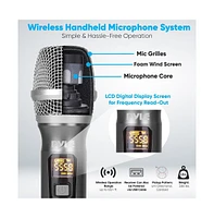 Pyle Uhf Wireless Handheld Microphone System - 32-Channel Frequency, Receiver, Usb Rechargeable, Includes (2) Mics