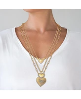 Jessica Simpson Triple Layered Gold-Tone Heart Pendant Necklace