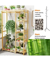 Unho Wooden Garment Rack: Coat Stand with Shelves Cabinet Clothes Storage
