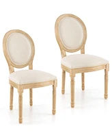 Gymax Dining Chair Set of 4 French Style Rubber Wood Kitchen Side Chair w/ Sponge Padding