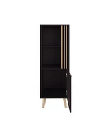 Orrin Storage Cabinet, 1 Door, 2 Shelves, Black / Natural Oak