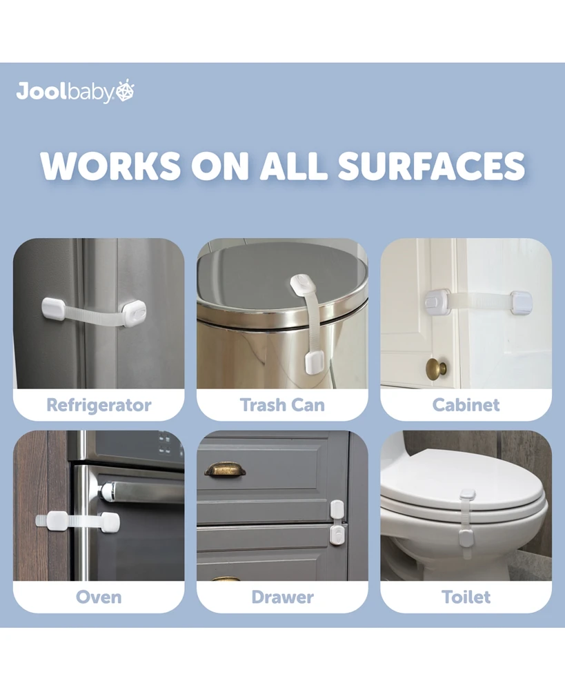 Jool Baby Toddler Multi-Use Safety Strap for Cabinets, Fridges, Drawers, Damage-Free Adhesives Safety Set