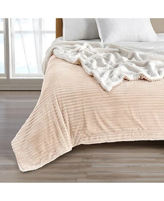 Velvet Plush Fleece Sherpa Ribbed Throw Blanket