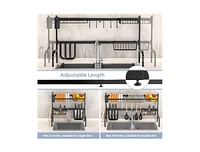 Slickblue 2-Tier Adjustable Over-the-Sink Dish Drying Rack for Space-Saving Kitchen Organization