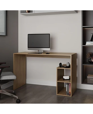 Fm Furniture Sanders Computer Desk in Melamine with Open Storage, Natural Oak