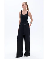 Nocturne Women's Wide-Leg Pants with Elastic Waistband