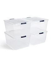 Rubbermaid Cleverstore 71 Qt Latching Plastic Storage Container & Lid (4 Pack)