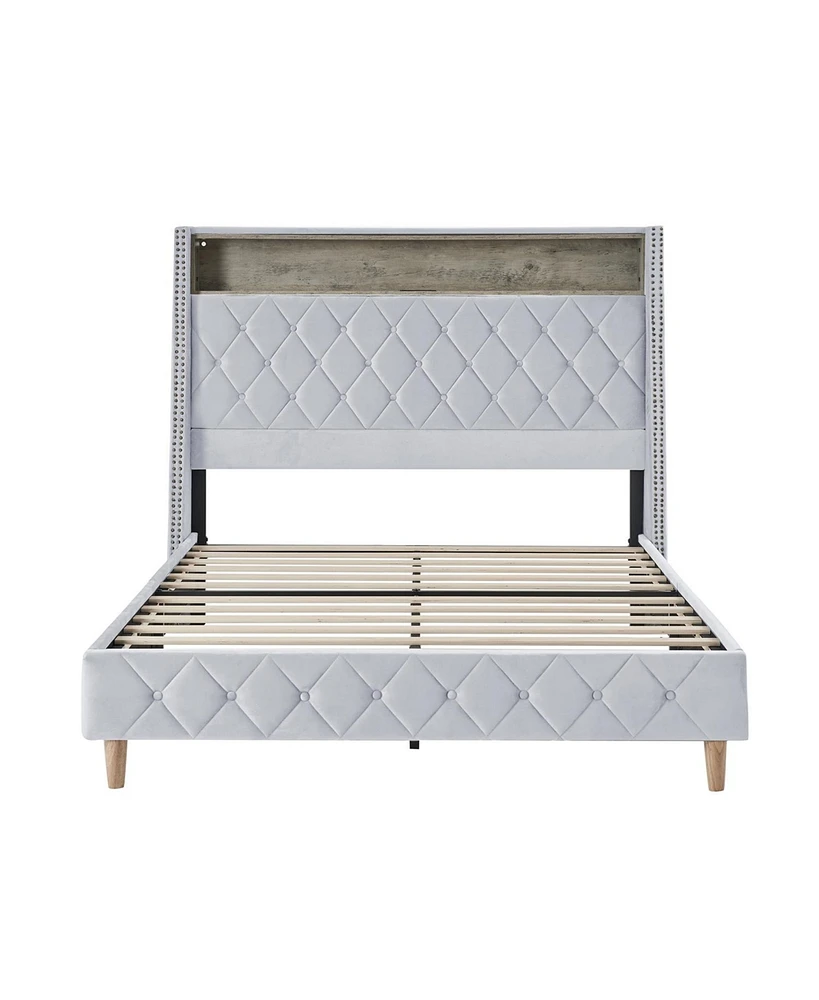 Hulala Home Dimas Modern 59.5" Bed with Storage Compartments