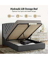 Hulala Home Alina Modern 66.25" Bed with Solid Wood Feet and Charging Ports