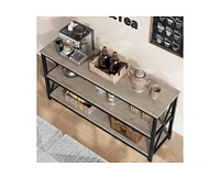 gaomon 55 Inch Entryway Table, Narrow Long Console Table with Storage, 3 Tier Wood Sofa Table for Living Room, Industrial Behind Couch Table