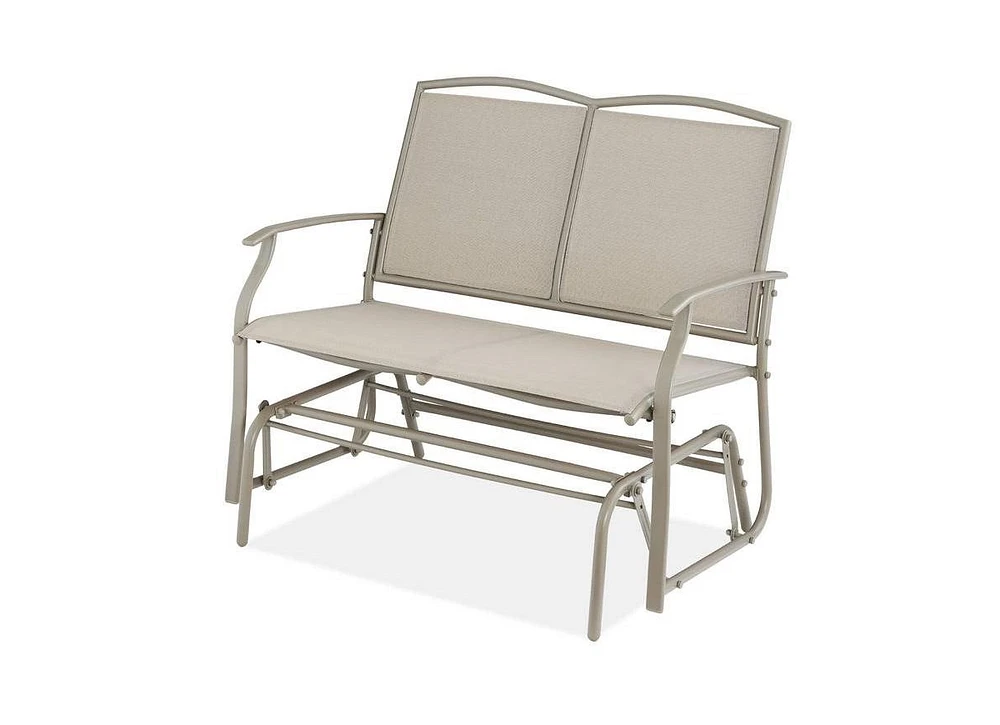 Slickblue 2 Seat Mesh Patio Loveseat Swing Glider Rocker with Armrests
