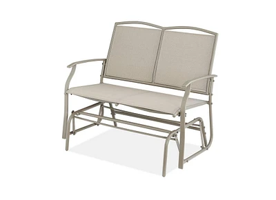 Slickblue 2 Seat Mesh Patio Loveseat Swing Glider Rocker with Armrests