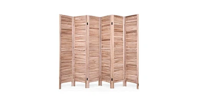 Slickblue 6-Panel Classic Louver Slatted Room Divider Screen Wood Finish