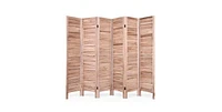 Slickblue 6-Panel Classic Louver Slatted Room Divider Screen Wood Finish