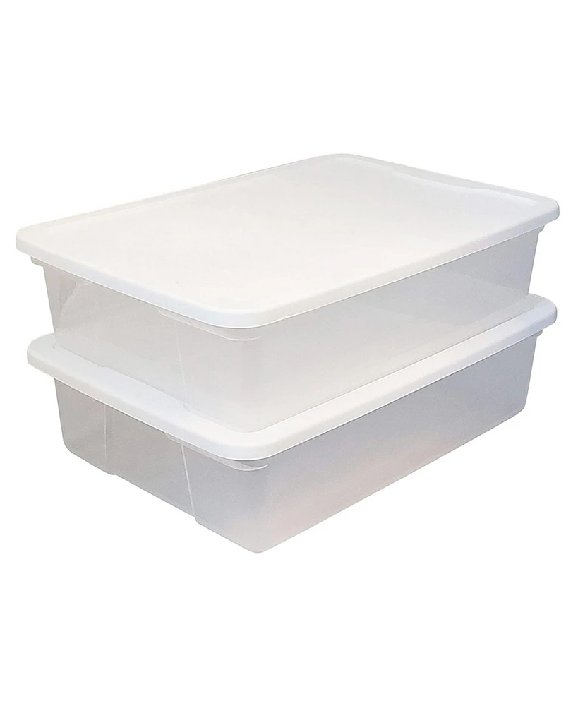 Homz 28 Qt Snaplock Clear Plastic Storage Container Bin with Secure Lid, 2 Pack