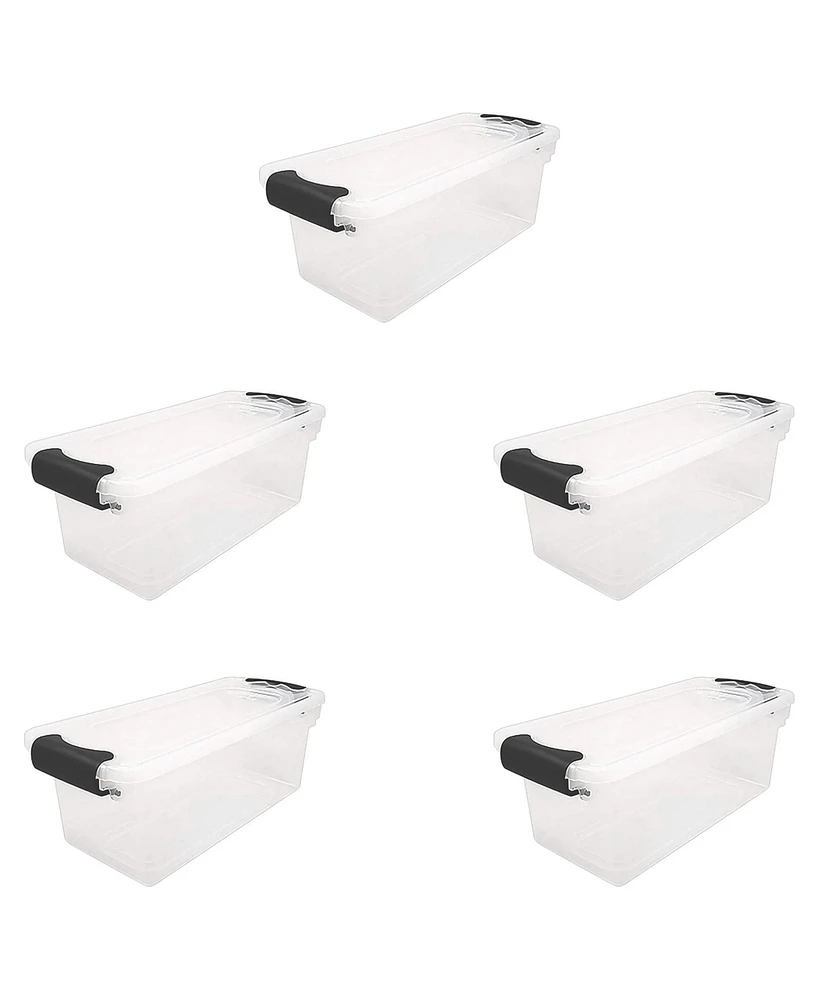 Homz 7.5 Qt Clear Storage Organizing Container Bin with Latching Lids, (5 Pack)