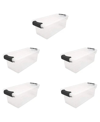 Homz 7.5 Qt Clear Storage Organizing Container Bin with Latching Lids, (5 Pack)