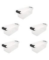 Homz 7.5 Qt Clear Storage Organizing Container Bin with Latching Lids, (5 Pack)