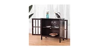 Slickblue Wood Sideboard Buffet Cabinet with Glass Panel Doors