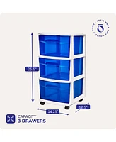 Homz Plastic 3 Drawer Medium Storage Container Tower