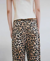 Mango Women's Leopard-Print Wide Leg Jeans