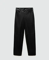 Mango Women's Leather-Effect Straight Trousers