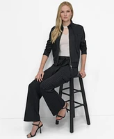 Dkny Women's Pinstripe Zip-Front Stand-Collar Jacket