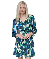 Dkny Petite Printed Blouson-Sleeve Fit & Flare Dress