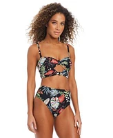 Bar Iii Womens Swept Away Knotted Cropkini Top High Rise Bikini Bottoms Exclusively At Macys