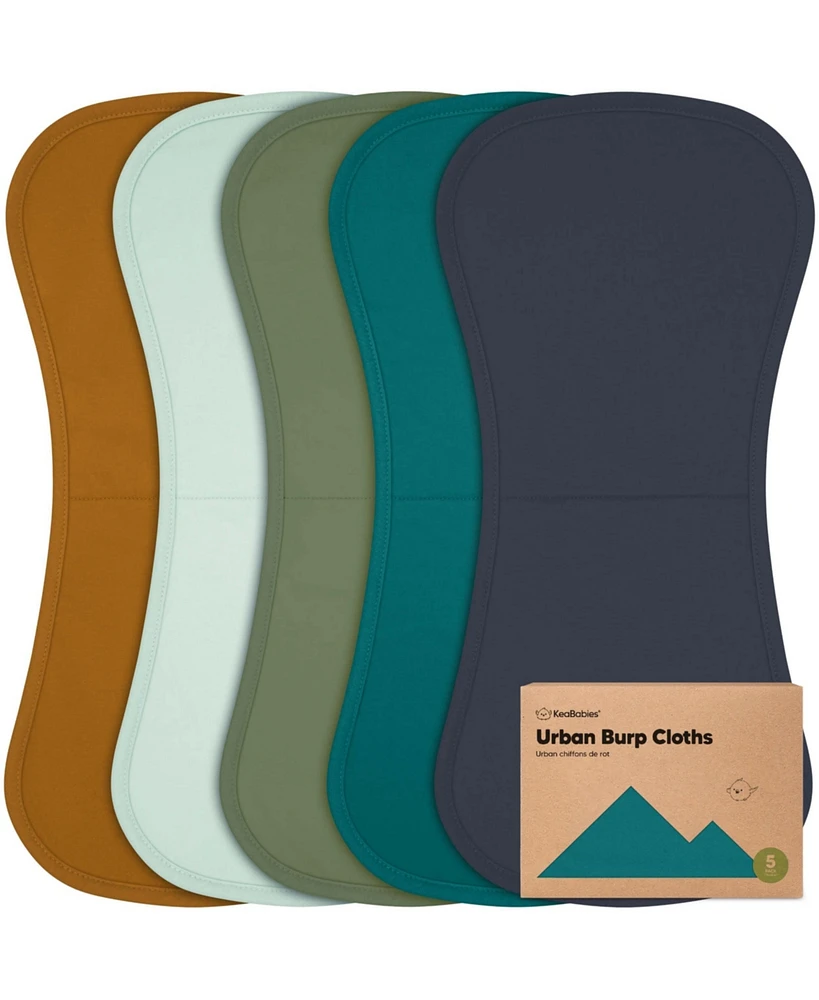 KeaBabies Kids 5pk Urban Burp Cloths, Burping Cloth for Babies, Rags