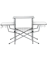 Gymax Portable Grilling Stand Folding Bbq Table Camping Table with Carrying Bag