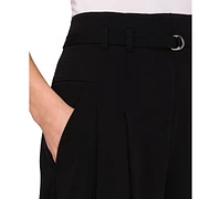 CeCe Women's Belted High-Waisted Super-Wide-Leg Pants