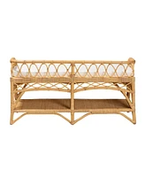 bali & pari Leryn Modern Bohemian Natural Brown Rattan Bench