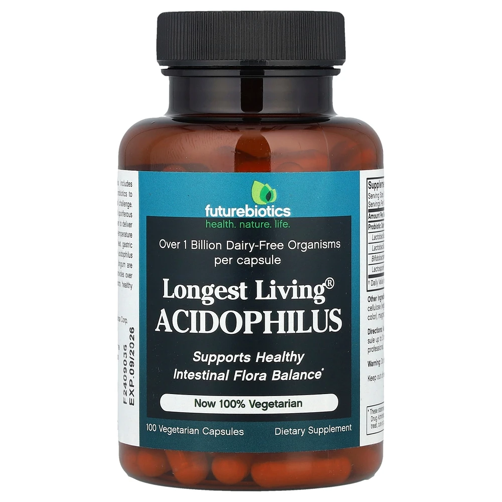 Futurebiotics Longest Living Acidophilus , 100 Vegetarian Capsules