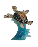 Fc Design "2-pc Set" 5"H Green Sea Turtle Swimming on Wave Figurine Statue Ornament Home Room Office Decor and Perfect Ideas for Housewarming, Holiday