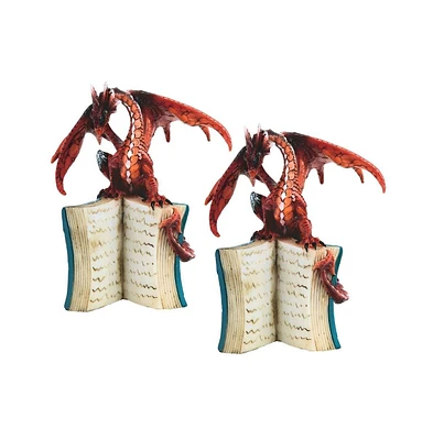 Fc Design "2-pc Set" 6"H Red/Orange Volcano Dragon Standing on an Open Books Figurine Statue Ornament Home Room Office Decor and Perfect Ideas for Hou