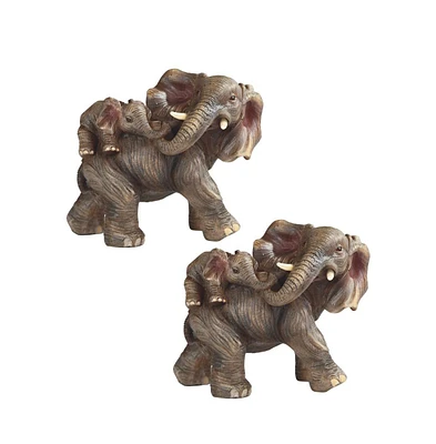 Fc Design "2-pc Set" 5.75"W Realistic Lifelike Elephant Playing with Cub Figurine Statue Ornament Home Room Office Decor and Perfect Ideas for Housewa