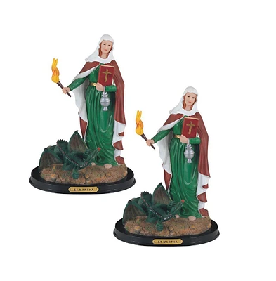 Fc Design 2-pc Set" 12"H Saint Martha Statue Martha of Bethany Holy Figurine Statue Ornament Home Room Office Decor and Perfect Ideas for Housewarming