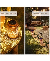 LAGarden Hummingbird Solar Lantern with Shepherds Hooks Outdoor Hanging Decor Light Christmas Gifts Yard Patio 6Pack