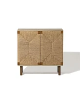 LuxenHome Mid-Century Modern Rope 2-Door Cabinet with Wood Legs