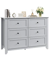 gaomon 6 Drawer Double Dresser, Modern Chest of Drawer Dresser with Nickel Round Handle