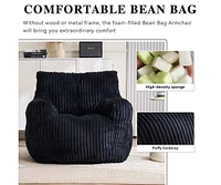 The Pop Home Soft Corduroy Bean Bag Chair with Memory Foam Filling for Living Room-The